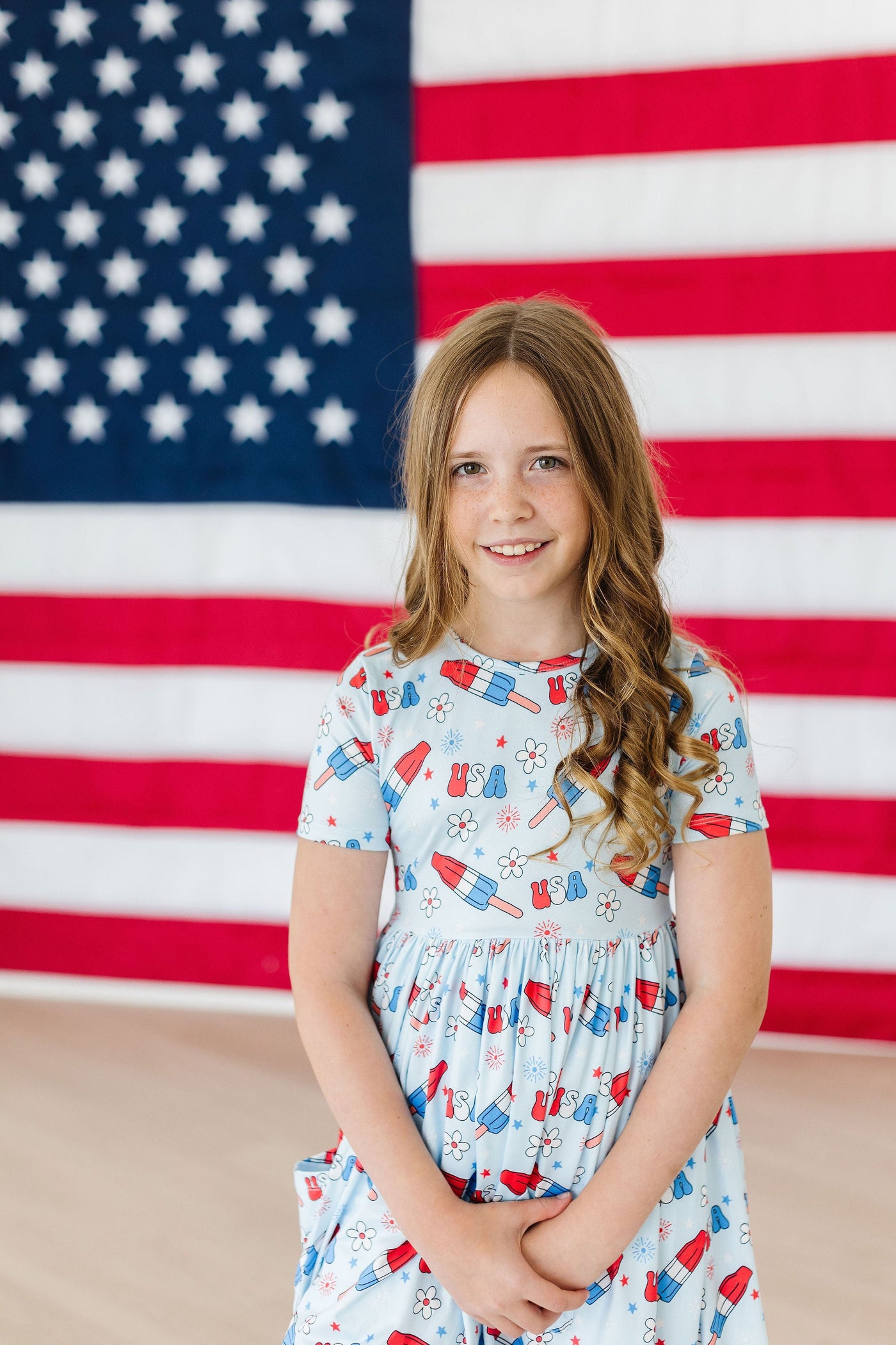 Mila & Rose:  Proudly Patriotic S/S Pocket Twirl Dress SHIPS SEPARATELY