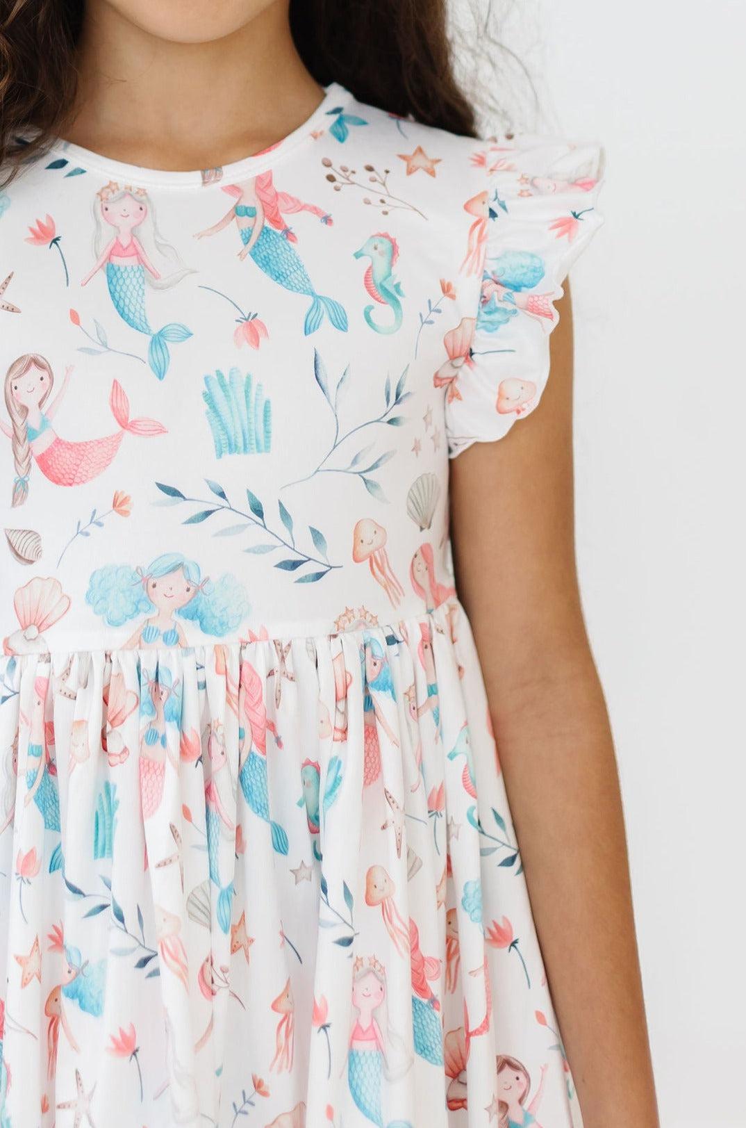 Mila & Rose:  Mermaid Friends Flutter Sleeve Twirl Dress SHIPS SEPARATELY
