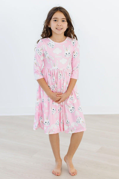 Mila & Rose:  Bunny Love 3/4 Sleeve Pocket Twirl Dress SHIPS SEPARATELY