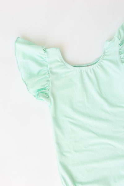 Mila & Rose:  Pastel Green S/S Flutter Sleeve Leotard SHIPS SEPARATELY