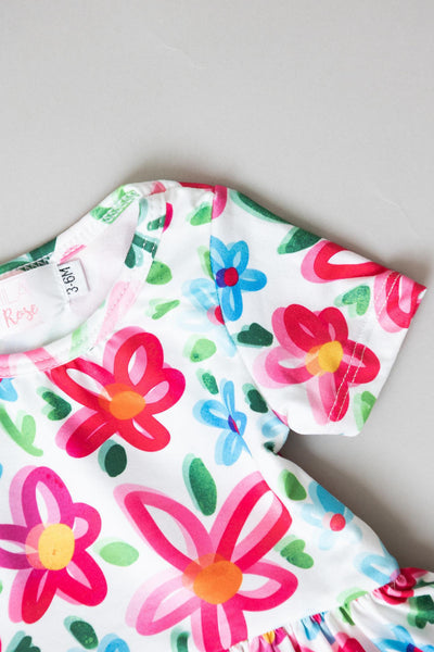 Mila & Rose:  Neon Floral S/S Twirl Bodysuit SHIPS SEPARATELY