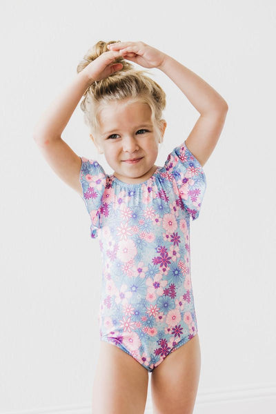 Mila & Rose:  Love Blooms S/S Flutter Sleeve Leotard SHIPS SEPARATELY