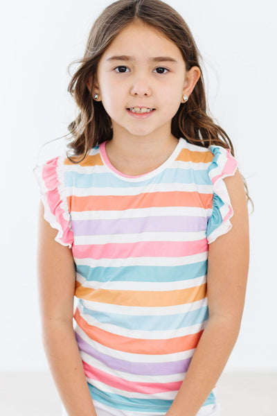 Mila & Rose:  Spring Stripes S/S Ruffle Tee SHIPS SEPARATELY