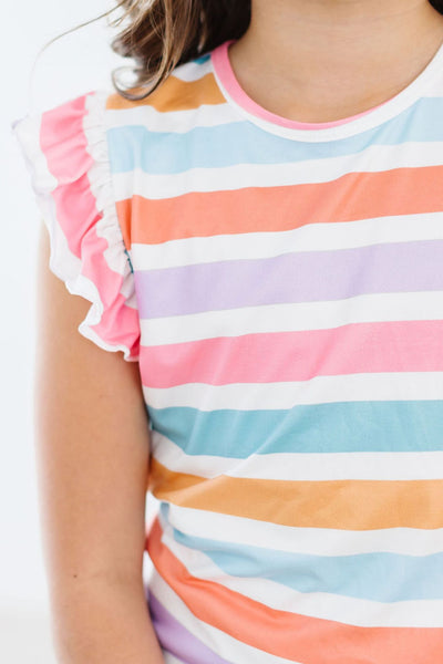 Mila & Rose:  Spring Stripes S/S Ruffle Tee SHIPS SEPARATELY