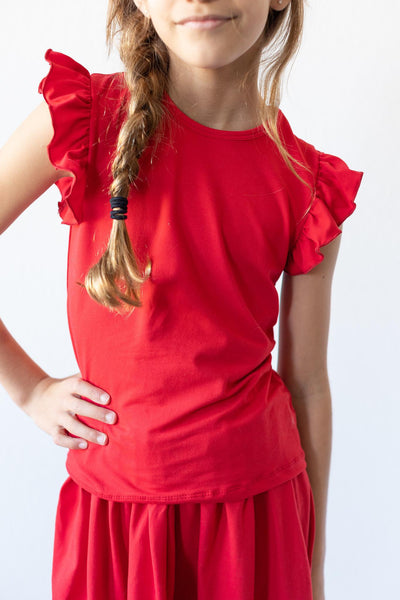 Mila & Rose:  Red S/S Ruffle Tee SHIPS SEPARATELY