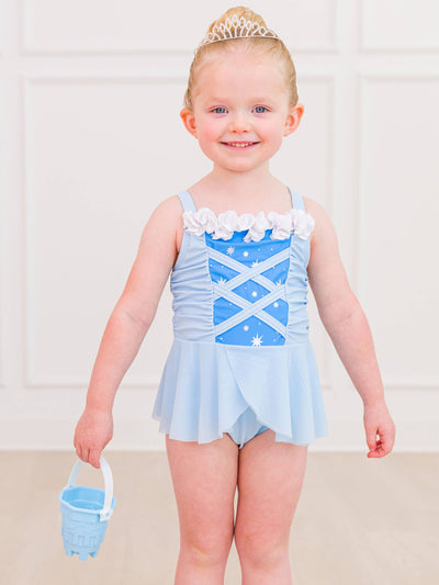 RuffleButts One Piece Swimsuit: Glass Slipper