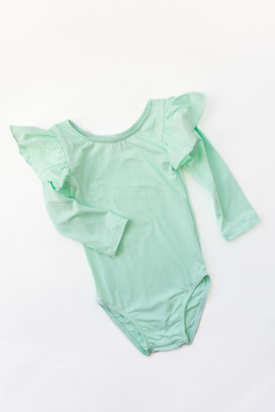 Mila & Rose:  Pastel Green L/S Flutter Sleeve Leotard SHIPS SEPARATELY