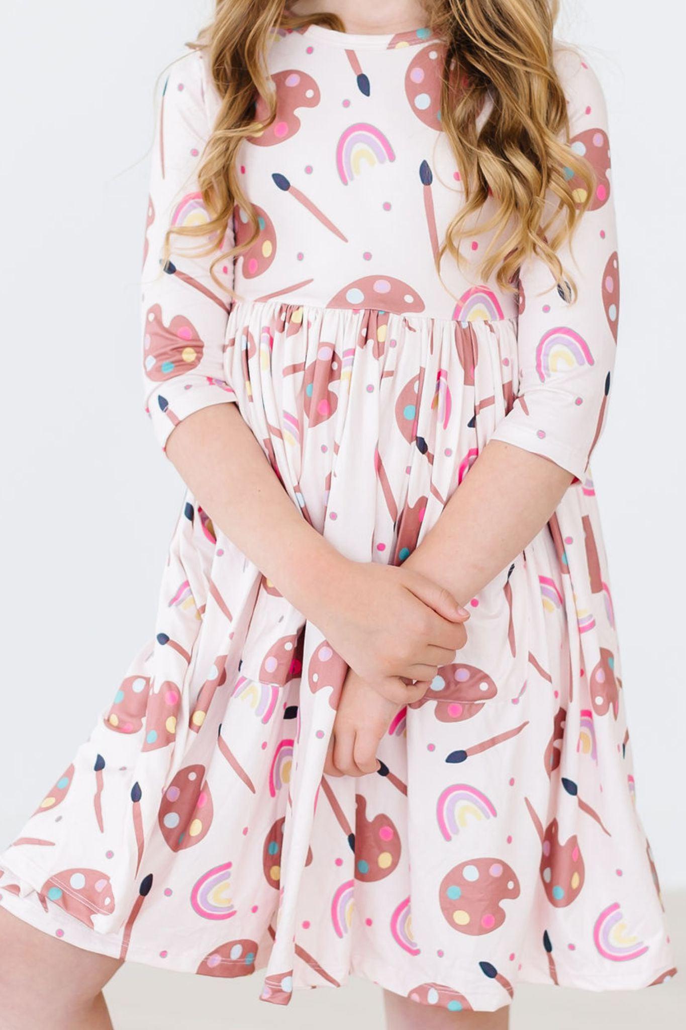Mila & Rose:  Art Class 3/4 Sleeve Pocket Twirl Dress SHIPS SEPARATELY