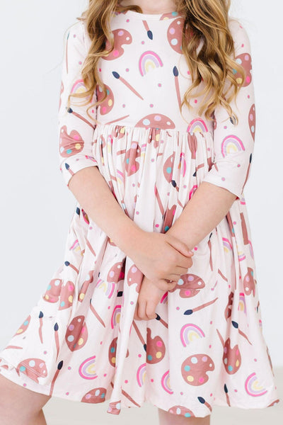 Mila & Rose:  Art Class 3/4 Sleeve Pocket Twirl Dress SHIPS SEPARATELY