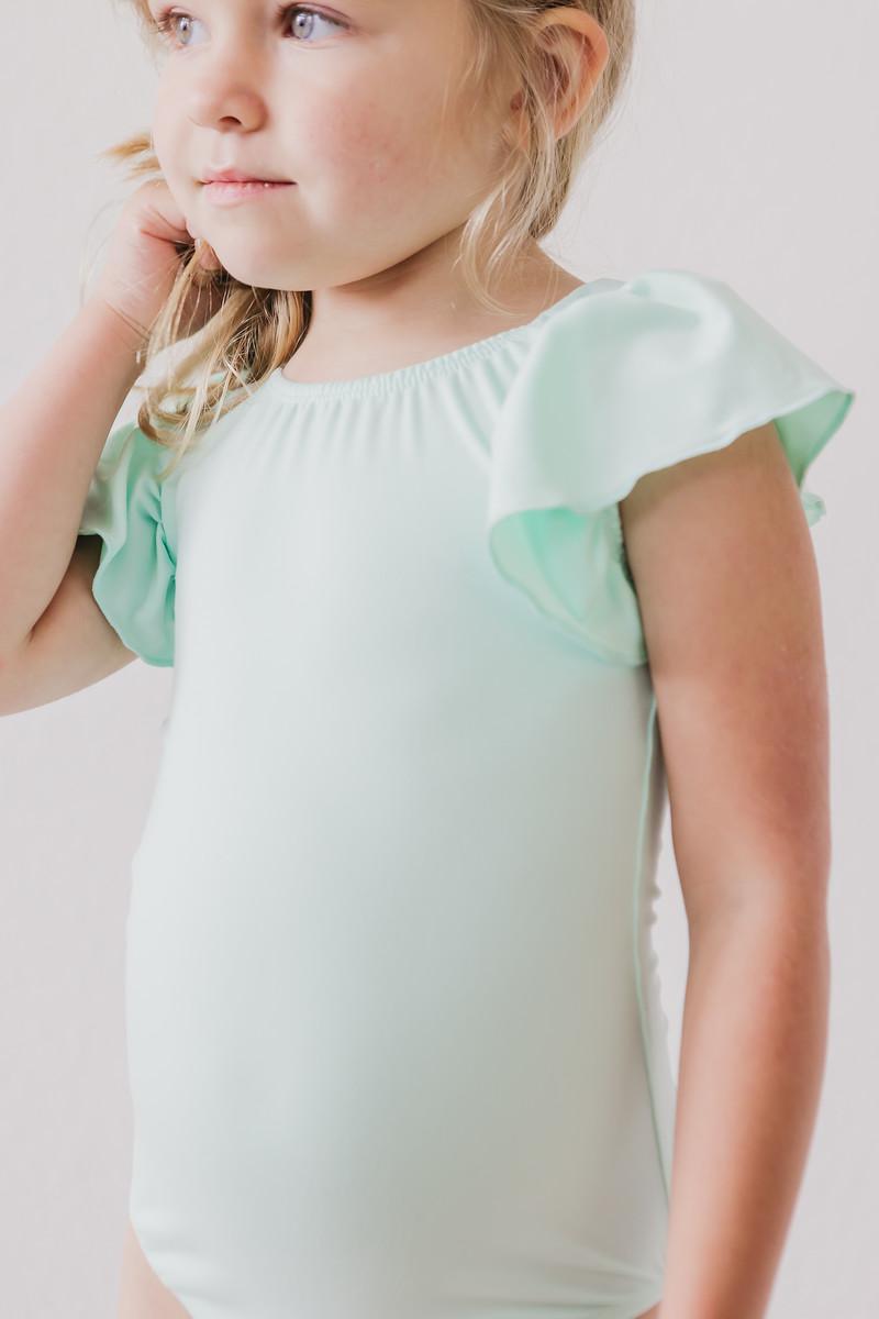 Mila & Rose:  Pastel Green S/S Flutter Sleeve Leotard SHIPS SEPARATELY