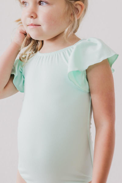 Mila & Rose:  Pastel Green S/S Flutter Sleeve Leotard SHIPS SEPARATELY