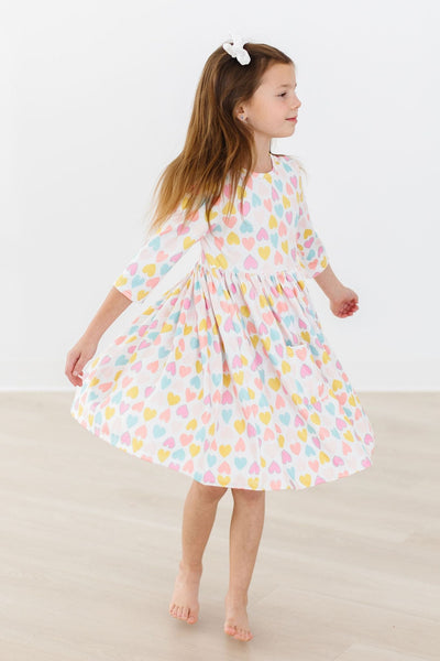 Mila & Rose:  Sweetheart 3/4 Sleeve Pocket Twirl Dress SHIPS SEPARATELY