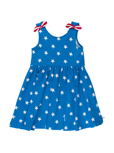 RuffleButts Tie Shoulder Twirl Dress: Stars & Stripes
