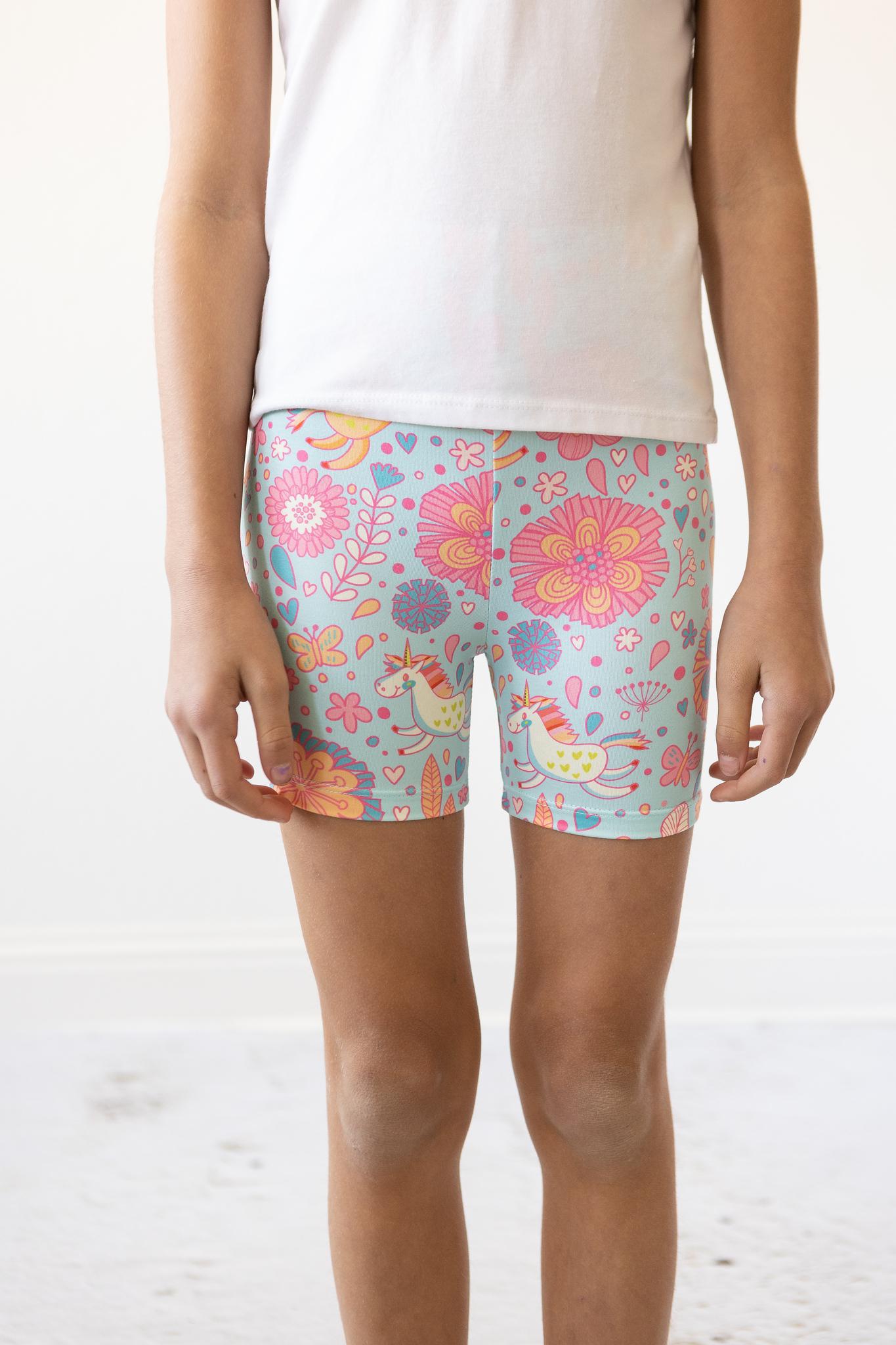 Mila & Rose:  Blue Retro Unicorns Twirl Shorts SHIPS SEPARATELY