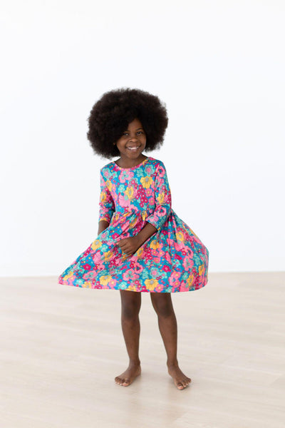 Mila & Rose:  Feeling Floral 3/4 Sleeve Pocket Twirl Dress SHIPS SEPARATELY