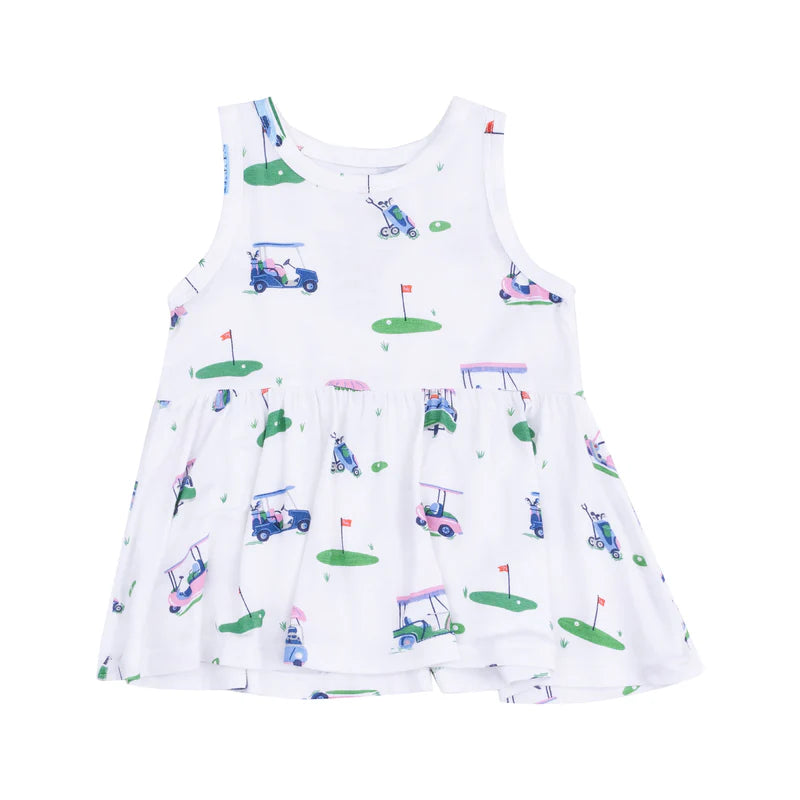 Angel Dear Peplum Top and Bike Short Set: Pink Vintage Golf Carts