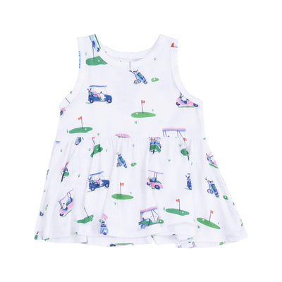 Angel Dear Peplum Top and Bike Short Set: Pink Vintage Golf Carts