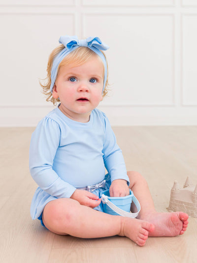 RuffleButts Long Sleeve One Piece Swimsuit: Glass Slipper Princess