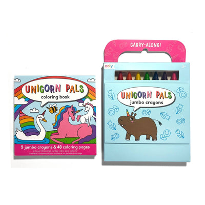 OOLY Carry Along Crayons & Coloring Book Kit: Unicorn Pals
