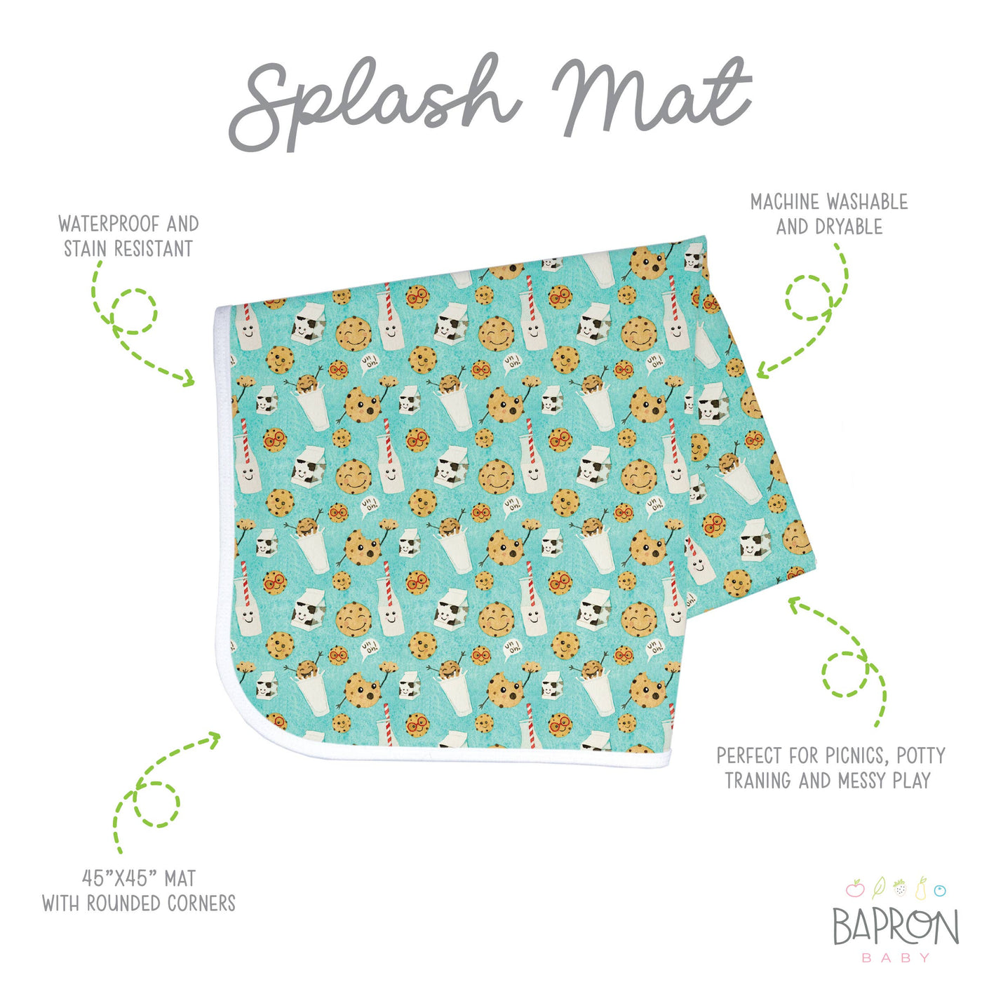 Bapron Splash Mat: Cookies & Milk