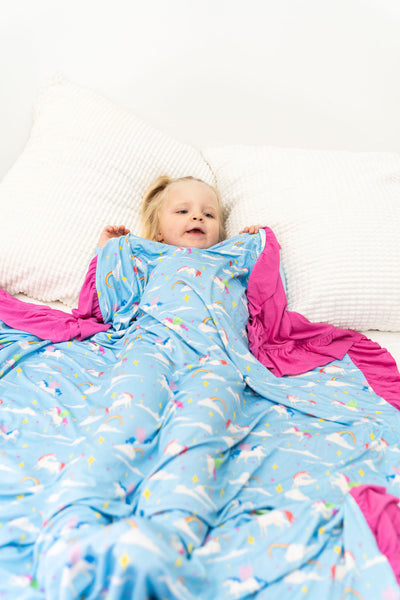 Laree + Co:  Sage Bamboo Ruffle Toddler Blanket