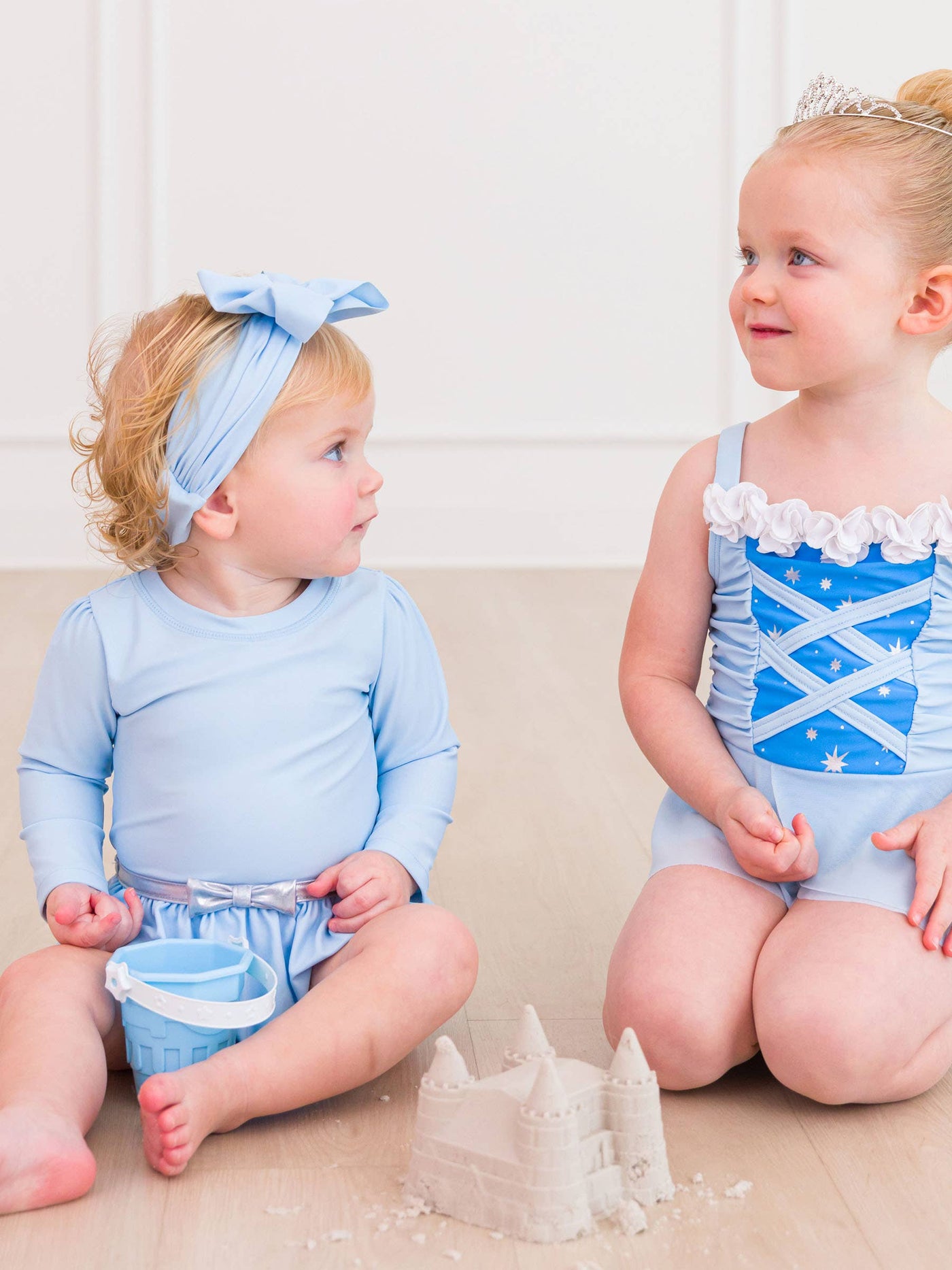 RuffleButts Long Sleeve One Piece Swimsuit: Glass Slipper Princess