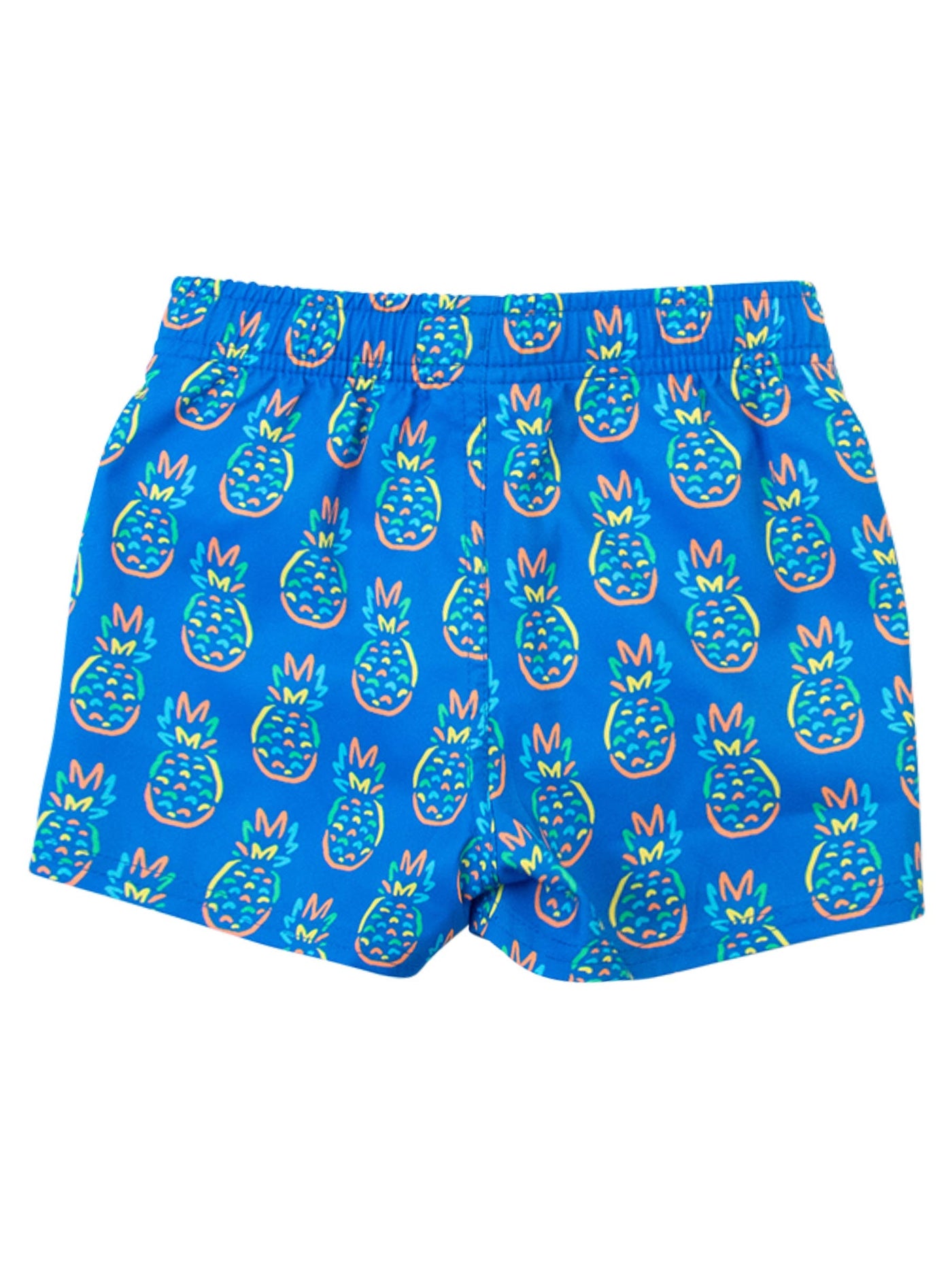 RuffleButts + RuggedButts - Boys Neon Blue Pineapples Swim Trunks (Run Big)
