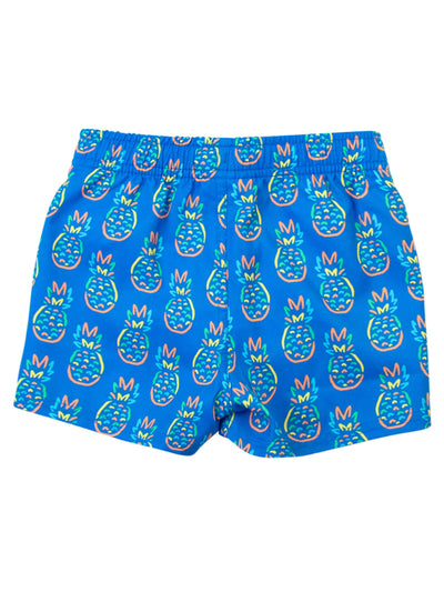 RuffleButts + RuggedButts - Boys Neon Blue Pineapples Swim Trunks (Run Big)