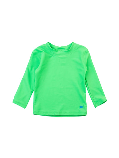 RuffleButts + RuggedButts - Boys Neon Lime Green Long Sleeve Rash Guard