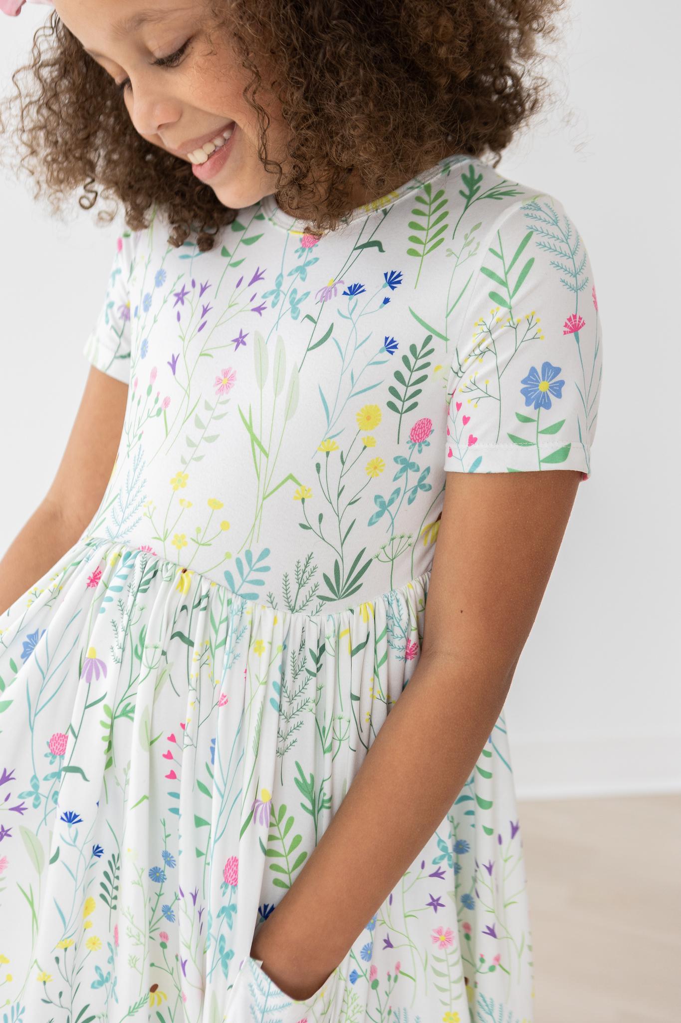 Mila & Rose:  Spring Dandelion Floral S/S Pocket Twirl Dress SHIPS SEPARATELY