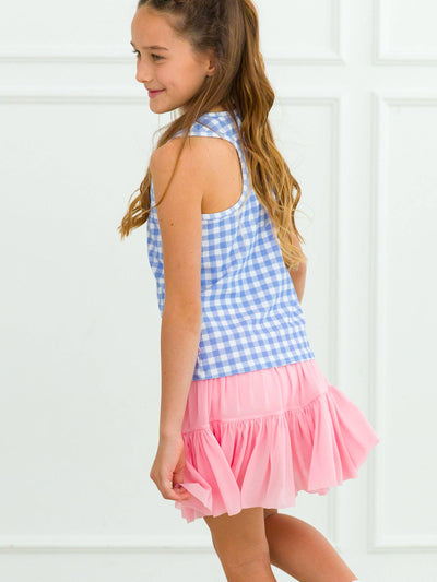 RuffleButts Active Tulle Skort: Pink