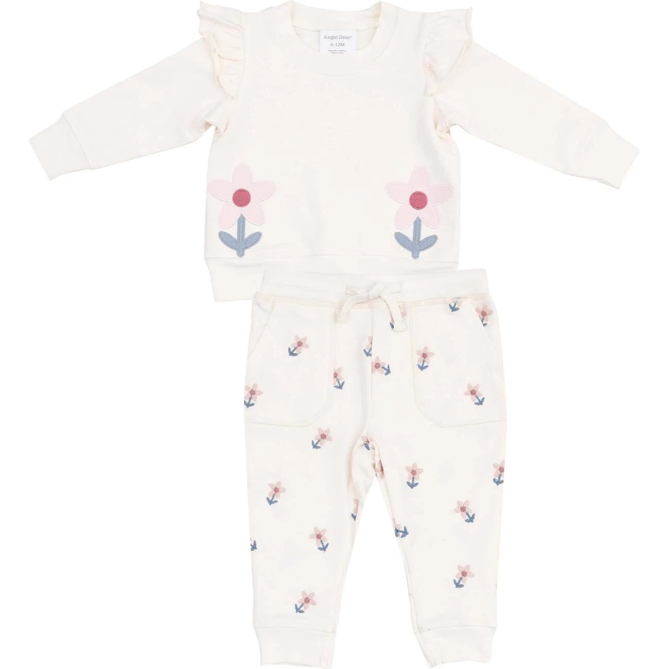 Angel Dear Ruffle Sweatshirt and Jogger: Danish Daisy