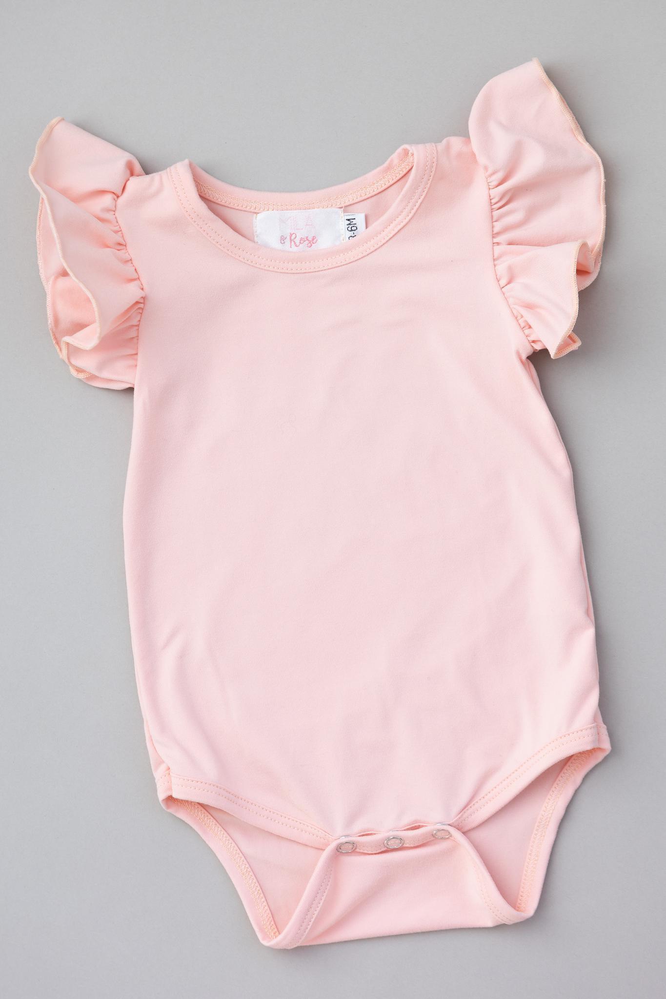 Mila & Rose:  Peach S/S Flutter Bodysuit SHIPS SEPARATELY