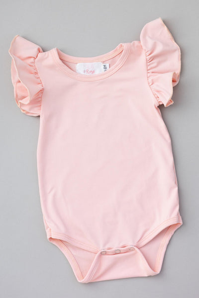Mila & Rose:  Peach S/S Flutter Bodysuit SHIPS SEPARATELY
