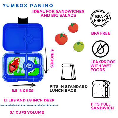 Yumbox Panino: Surf Blue (Dinosaur Tray)