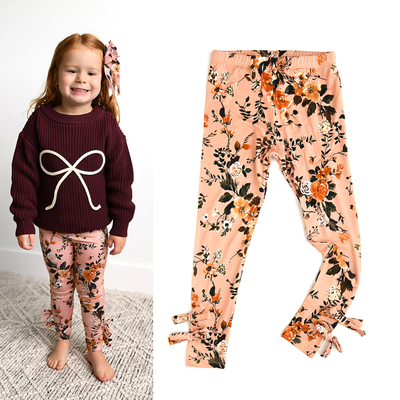 Gigi and Max Bow Leggings: Flora Light Pink