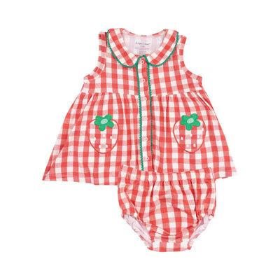 Angel Dear Button Front Dress: Strawberry Gingham