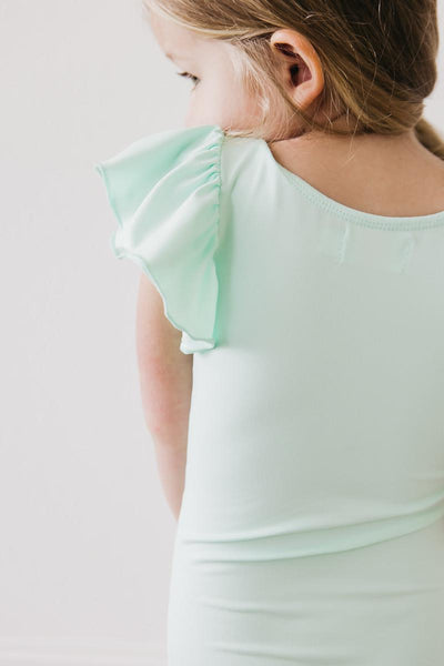 Mila & Rose:  Pastel Green S/S Flutter Sleeve Leotard SHIPS SEPARATELY