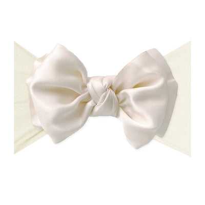 Baby Bling Bows Satin Fab Headwrap: Ivory