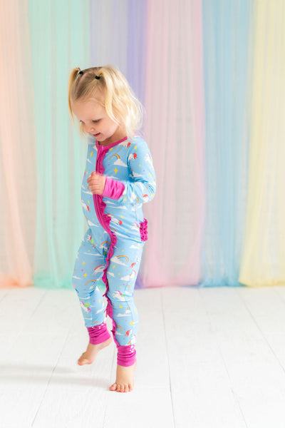 Laree + Co:  Sage Bamboo Ruffle Convertible Footie