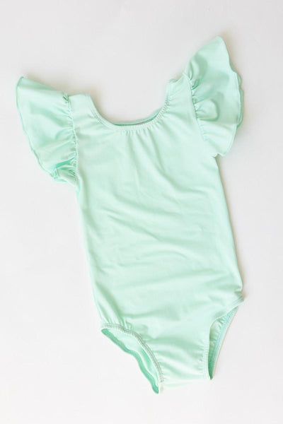 Mila & Rose:  Pastel Green S/S Flutter Sleeve Leotard SHIPS SEPARATELY