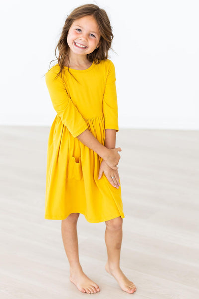 Mila & Rose:  Mustard Pocket Twirl Dress SHIPS SEPARATELY