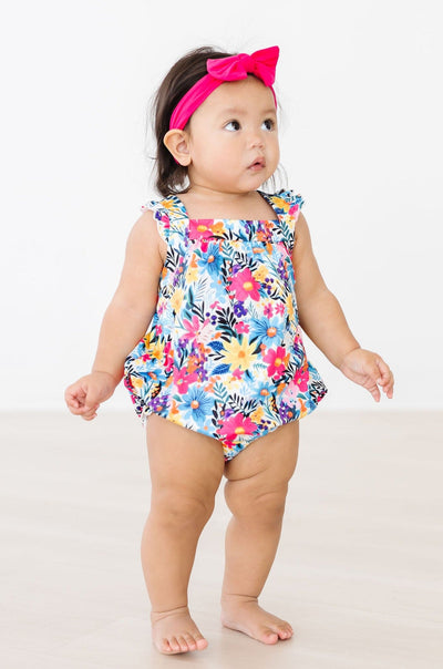 Mila & Rose:  Petal Paradise Ruffle Cross Back Romper SHIPS SEPARATELY