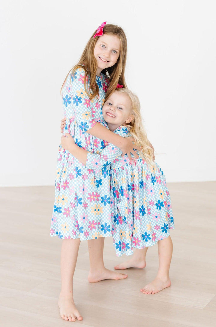 Mila & Rose: Crazy Daisy 3/4 Sleeve Pocket Twirl Dress SHIPS SEPARATEL –  Bellies to Babies Boutique