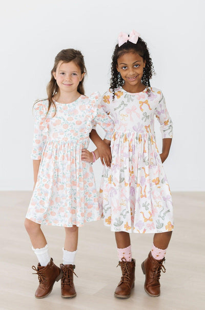 Mila & Rose:  Boho Bows 3/4 Sleeve Pocket Twirl Dress SHIPS SEPARATELY