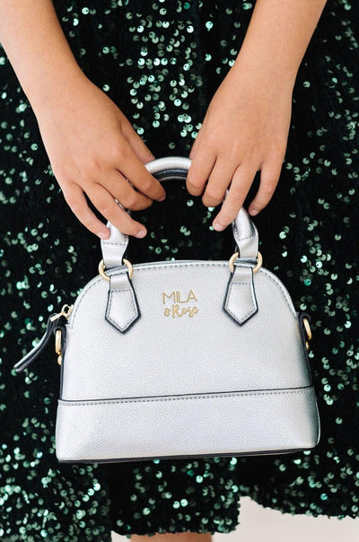 Mila & Rose:  Silver Metallic Girl's Crossbody Purse SHIPS SEPARATELY