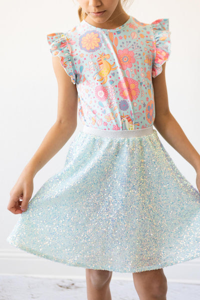 Mila & Rose:  SALE Aqua Sequin Twirl Skirt SHIPS SEPARATELY