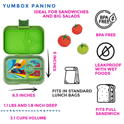Yumbox Panino: Matcha Green (Racecar Tray)