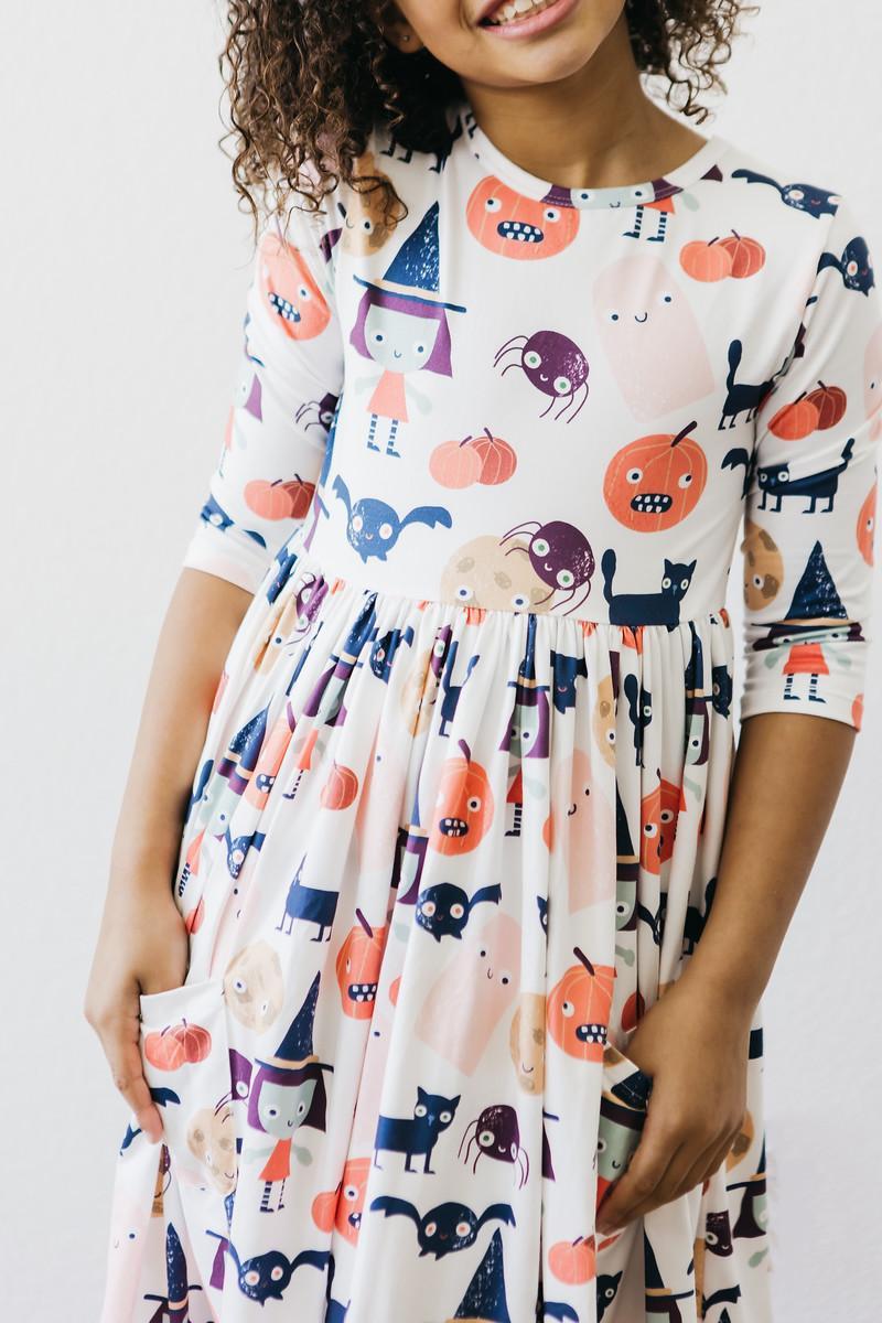 Mila & Rose:  Boo Crew 3/4 Sleeve Pocket Twirl Dress SHIPS SEPARATELY