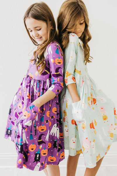 Mila & Rose:  Ghouls Just Want to Have Fun 3/4 Sleeve Pocket Twirl Dress SHIPS SEPARATELY